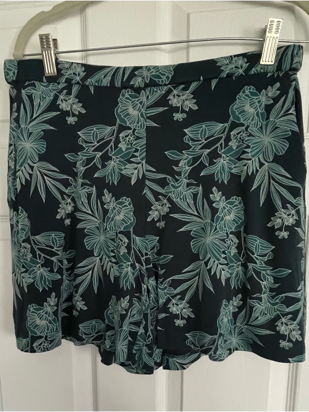 J. Jill Black Floral Print Shorts with Teal Flowers